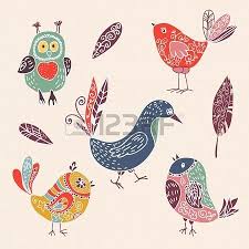 Cartoon Bird Pictures To Color Color Vintage Cute Cartoon Birds Doodle Set Vector Illustration Bird Doodle Cartoon Birds Bird Illustration