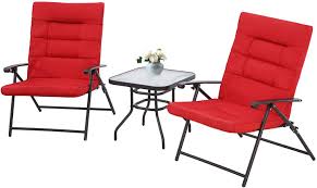 Simply add some outdoor cushions for maximum comfort! Amazon Com Solaura 3 Piece Patio Bistro Set Adjustable Small Patio Set Black Metal Folding Bistro Table And Chairs Patio Furniture Red Garden Outdoor
