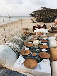 Inspired Spaces Outdoor Living Beach Party Beach Dinner Lamu Island Sandy B Beach Dinner Beach Picnic Beach Table