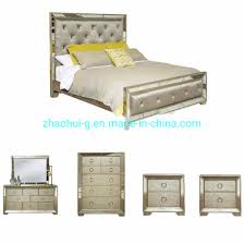 Bed is available in queen, king & cal. Zhaohui Mirrored And Upholstered Tufted King Size Bedroom Set China Bedroom Furniture Home Furniture Made In China Com