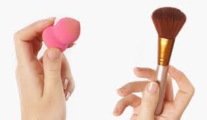 makeup brush versus a beauty blender