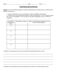 19 classifying biomolecules handout