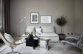 Industrial Chic Living Room Shades Of Gray Scandinavian Minimalism Open Floor Plan Ikea Soderhamn 3 Greige Vardagsrum Hem Vardagsrum Vardagsrum Design