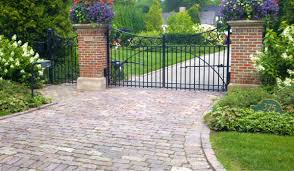 Or is it time to repave? Reclaimed Granite Street Paver Drive With Face Brick Entry Pillars Hirsch Brick And Stone