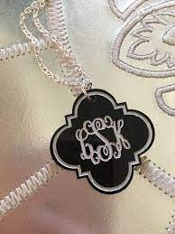 Sophisticated And Sweet Our Quatrefoil Monogram Necklace In Gold Or Silver Run Acrylic Monogram Necklace Acrylic Monogram Monogram Necklace