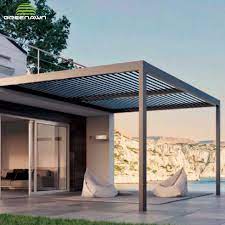 Louver Pergola Bingkai Logam Aluminium Bermotor Luar Ruangan Tahan Hujan Dengan Lampu Led Buy Logam Pergola Taman Pergola Logam Modern Pergola Product On Alibaba Com