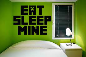 Minecraft bed and bedroom furniture ideas including minecraft bed designs dressers bedside tables and other great minecraft furniture ideas to improve the style of your minecraft bedrooms. Eat Sleep Mine Gamer S Room Minecraft Giant Wall Decal Wall Stickers Store Uk Shop With Wall Stickers Wall Decals Product Decal Decor Wall Sticker