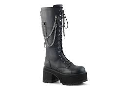 Ranger 303 Black Platform Boots With Chains