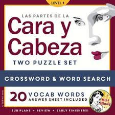 Reinforce Spanish Vocabulary For The Parts Of The Body The Head And The Face With This 2 Puzzle Crossword And Word Search Vocabulary Words Puzzle Set Words