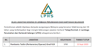 Lembaga perumahan dan hartanah negeri selangor. Jawatan Kosong Lembaga Perumahan Dan Hartanah Selangor Lphs Ejawatankini Com