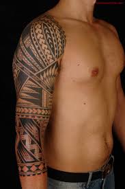 Samoan tattoos feature a lot of shells. Full Sleeve Samoan Tattoo For Men