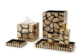 Maybe you would like to learn more about one of these? S 6 Capiz Bath Accessories Gold Black Black And Gold Bathroom Gold Bathroom Gold Bathroom Set