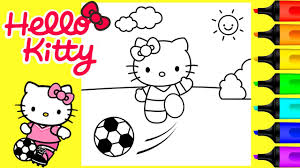 Coloring pages are learning activity for kids, this website have coloring pictures for print and color. Coloring Hello Kitty Soccer Ball Sanrio Coloring Page Paint Markers Art And Coloring Fun Youtube