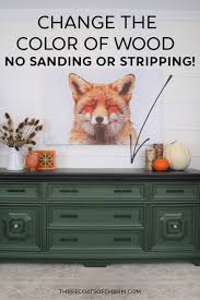 If you're old finish is smooth enough for you to leave it alone, then lightly sand with a fine grit sanding block. Change The Color Of Wood No Stripping Or Sanding Three Coats Of Charm