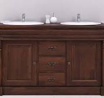 Casa Padrino country style double washbasin cabinet with 2 ceramic sinks  dark brown / white 150 x 51 x H. 91 cm - Solid wood bathroom furniture in  ...
