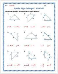 They get continuously smaller, with the long leg of the bigger triangle equaling the hypotenuse of the next size down. Special Right Triangles 45 45 90 Practice Worksheet By Dr Pepper Lover