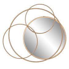 Gold Metal Layered Circle Wall Accent Mirror Walmart Com Accent Mirrors Diamond Wall Wall Mounted Mirror
