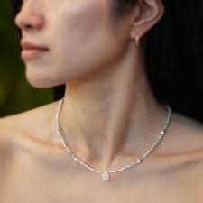 Silver Necklace With Gem