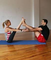 Get In A Yoga Session With Your Partner This Yoga Flow Uses Couples Stretching Poses To Make You Feel Relax Couples Yoga Poses Partner Yoga Poses Couples Yoga