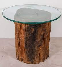 Antique Petrified Tree Trunk Side Table With Glass Top 2 Tree Trunk Coffee Table Side Table Trunk Side Table