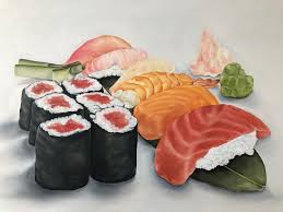Sushi Sushi Painting Sushi Art Oil Painting Kitchen Art Etsy In 2021 Sushi Art Cooking Art Food Painting
