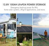 Tenergy LiFePO4 12.8V 100AH Deep Cycle Battery, Built-in 100A BMS, 4000+  Cycles, Ideal for RV, Solar, Off-Grid, and Power Storage