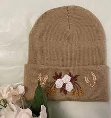 Hand Embroidered Beanie Hand Embroidery Vintage Clothes Etsy Hand Embroidery Hand Embroidery Kit Embroidered Beanie