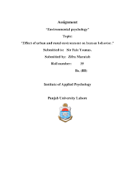 Doc Effect Of Urban And Rural Enviroment On Human Behaviour Zifra Maratab Academia Edu