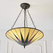 Metal + stained glass color: Dark Star Tiffany Ceiling Light 3 Adjustable Chains