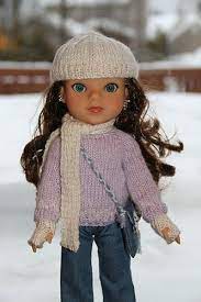 Cardigan Hat Scarf And Mitts For Dell Free Knitting Pattern American Girl Doll Clothes Patterns Knitted Doll Patterns Knitting Dolls Clothes