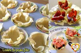 Premete al centro per farle attaccare. Cestini Di Pasta Fillo