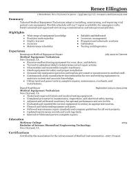 Mechanical engineering resume is ideal for those seeking internships. Medical Equipment Technician Resume Examples Mpr