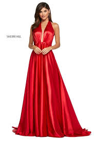 2020 Sherri Hill Kirmizi Abiye Elbise Modelleri Uzun Ip Askili Kalp Yakali Klos Etekli Nakisli Kiyafet Kombinleri The Dress Elbise Modelleri Elbise