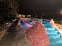 snaking ice slide is colorful