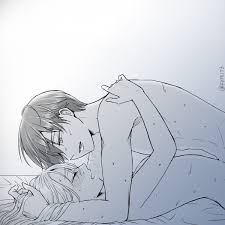 kinoshita akane, yamada akito, yamada-kun to lv999 no koi wo suru, highres,  1boy, 1girl, abs, age difference, bed, bed sheet, bedroom, blush, censored,  closed eyes, couple, hetero, khm1173, long hair, missionary, monochrome,