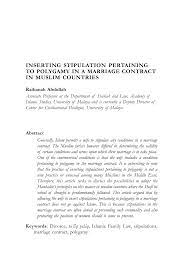 An islamic marriage is considered both a mutual social agreement and a legal contract. Pdf Inserting Stipulation Pertaining To Polygamy In A Marriage Contract In Muslim Countries
