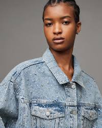 Buy ALL SAINTS Piper Crystal Cotton Button-down Regular Fit Jacket