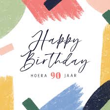 Verjaardagskaart Vrolijk Kleuren Abstract 90 Kaartje2go