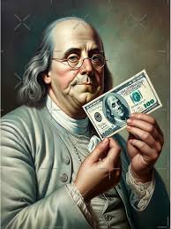 Ben Franklin Holding $100 Bill" Poster for Sale by NovosArt
