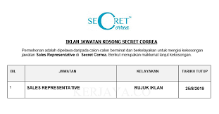 Ada yang kejap ke klinik swasta, kejap klinik kerajaan. Jawatan Kosong Terkini Secret Correa Sales Representative Kerja Kosong Kerajaan Swasta