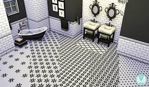 Black hex tile backsplash with white grout and exposed red brick to make your kitchen stand out. Simsational Designs Black And White Hexagon Floor Tiles