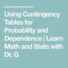 Using Contingency Tables For Probability And Dependence Learn Math And Stats With Dr G Learning Math Contingency Table Math