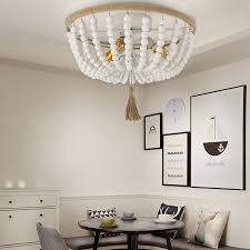 • compatible with dimmer switch. Blukids Bead Ceiling Light Fixture Farmhouse Semi Flush Mount Chandelier With Wood Beaded For Entryway Foyer Bedroom D12 6 H11 Walmart Com Walmart Com