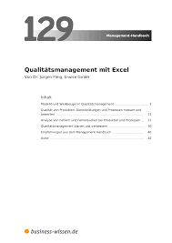 Das programm excel ist ein hilfreiches tool in den verschiedensten situationen. Qualitatsmanagement Mit Excel Management Handbuch Business Wissen De