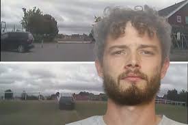 Watch the moment police chase Ford driver across playing field