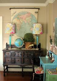 Living Room Travel Theme Funky Home Decor Thrift Store Decor Eclectic Design