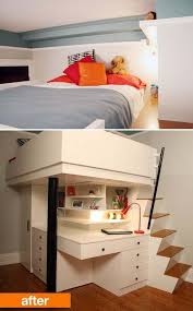 Lofted Bed With Stairs And Desk And Storage Below Cool Loft Beds Loft Beds For Small Rooms Beds For Small Rooms