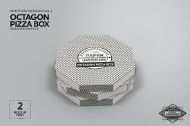 2 mockup options (show an open or closed top box) choose which box is visible within the stack Octagon Pizza Box Packaging Mockup Packaging Mockup Food Box Packaging Free Packaging Mockup