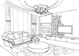 living room with ornament coloring page from interior design category select 25409 p sketches drawing renderings coloriage arc-en-ciel imprimable nhs