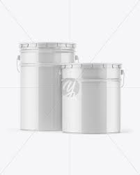 Two Glossy Paint Buckets Mockup In Bucket Pail Mockups On Yellow Images Object Mockups Glossy Paint Mockup Free Psd Design Mockup Free